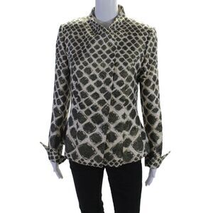 Pauw Women's Long Sleeves Round Neck One Button Lined Jacket Green Size 4